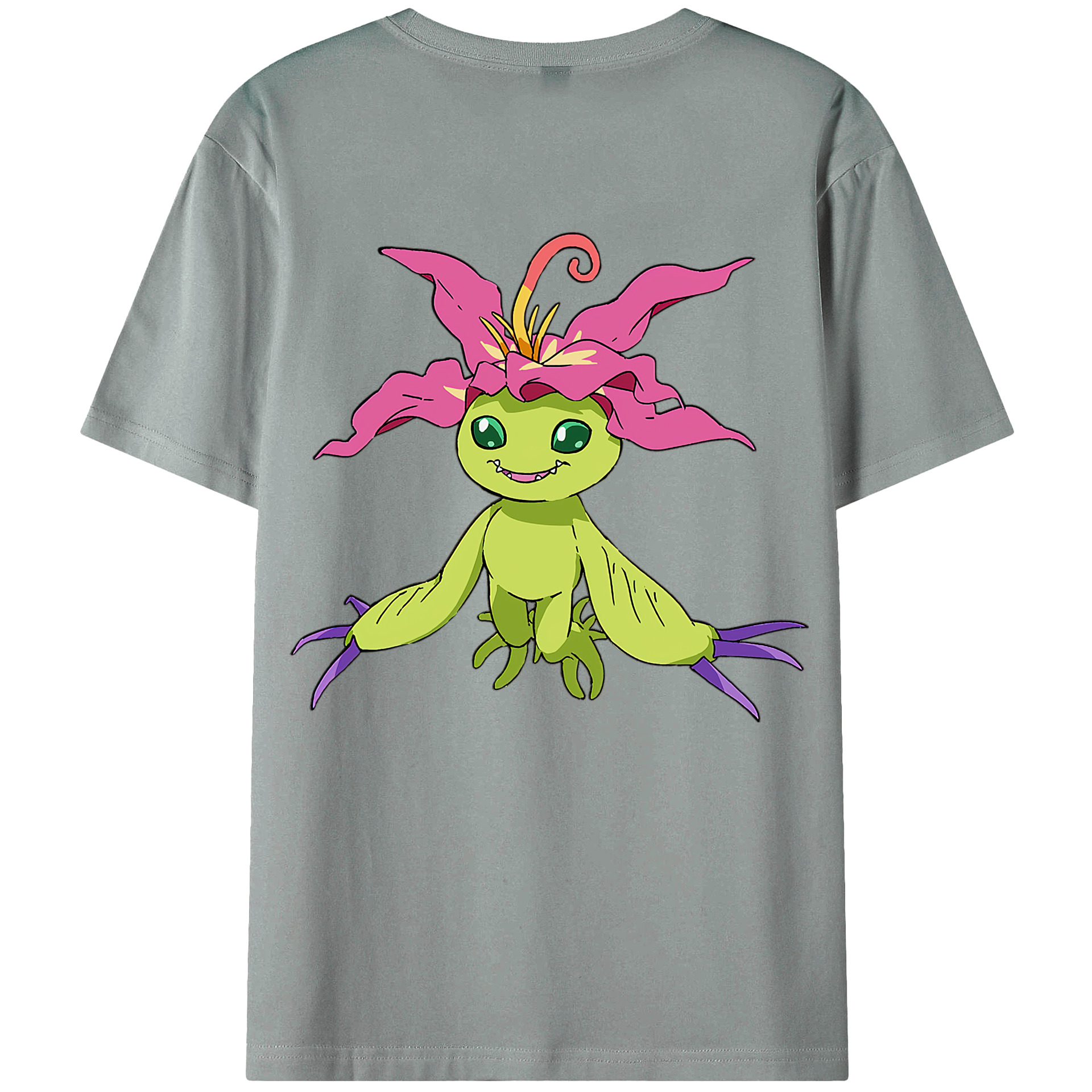 （画像用） Digimon デジタルモンスター/デジモン 綿100％ メンズ半袖Tシャツ（バックプリント） 通気性